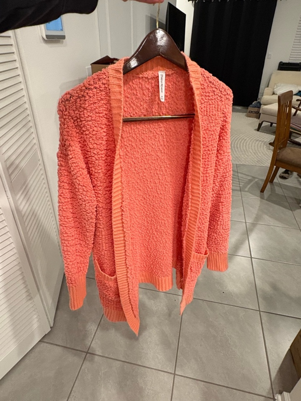 Zenana Outfitters Coral Open-Front Popcorn Knit Cardigan